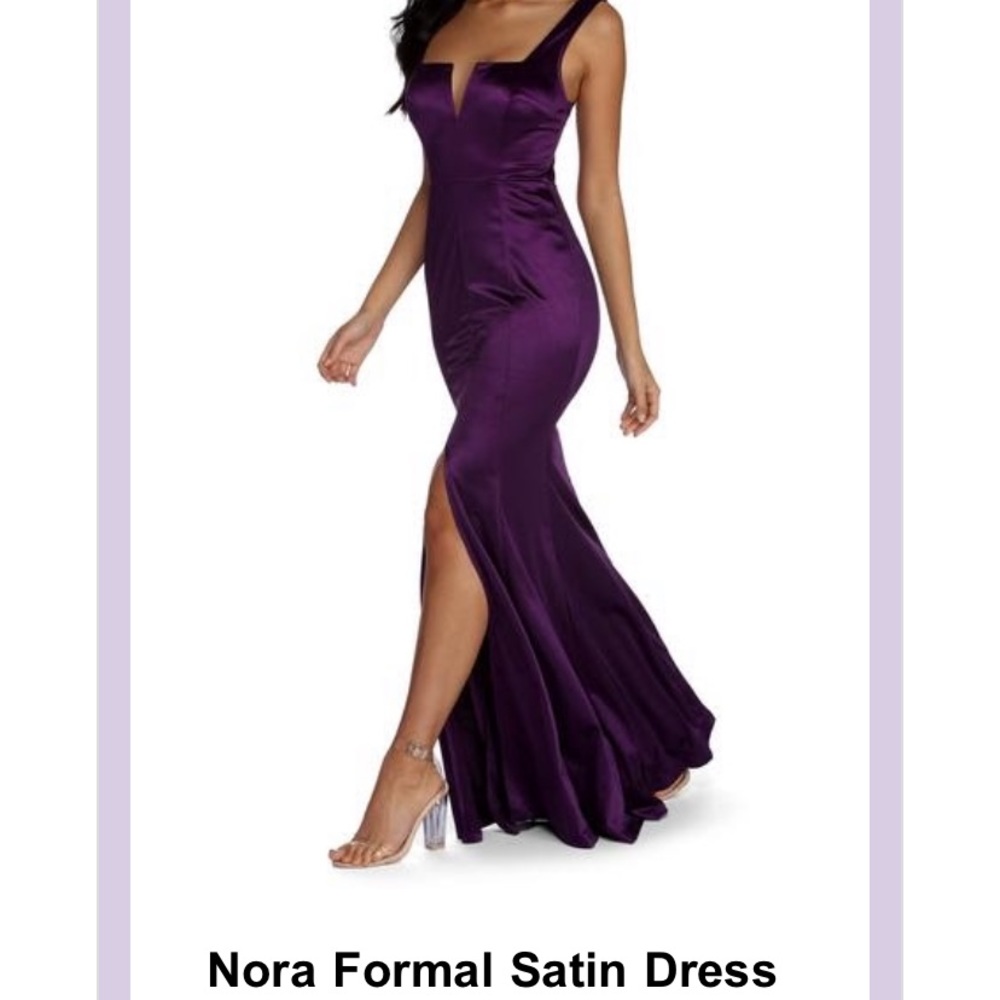Elegant satin purple dress